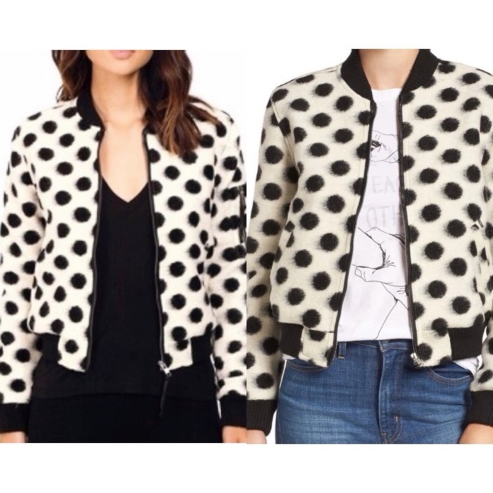 Obey La Ruine Wool Polka Dot Bomber Jacket - Picture 2 of 16